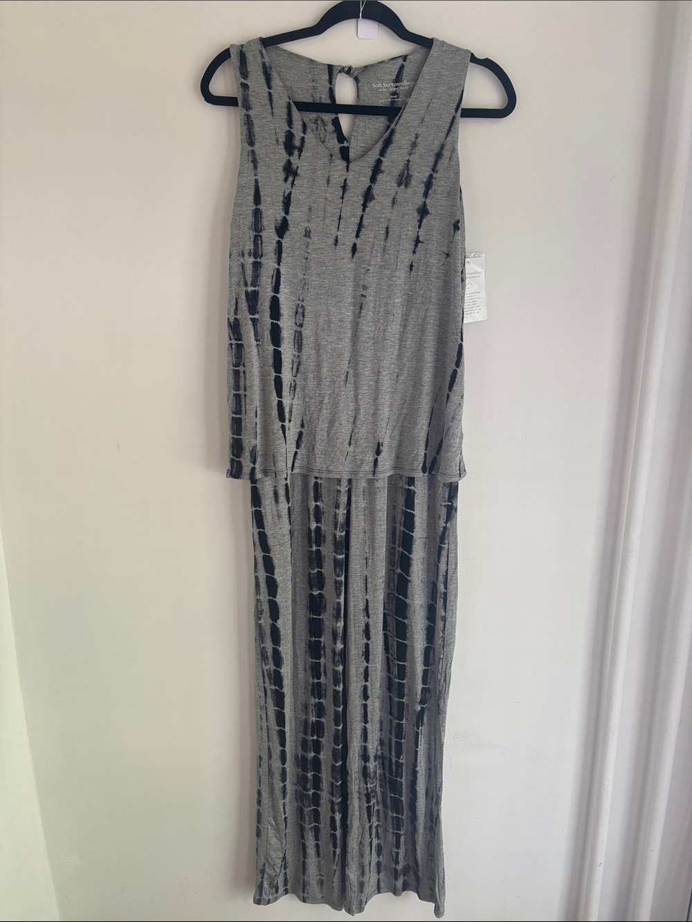 Soft Surroundings | NWT Sleeveless Gray Tie-Dye Jumpsuit Sz S